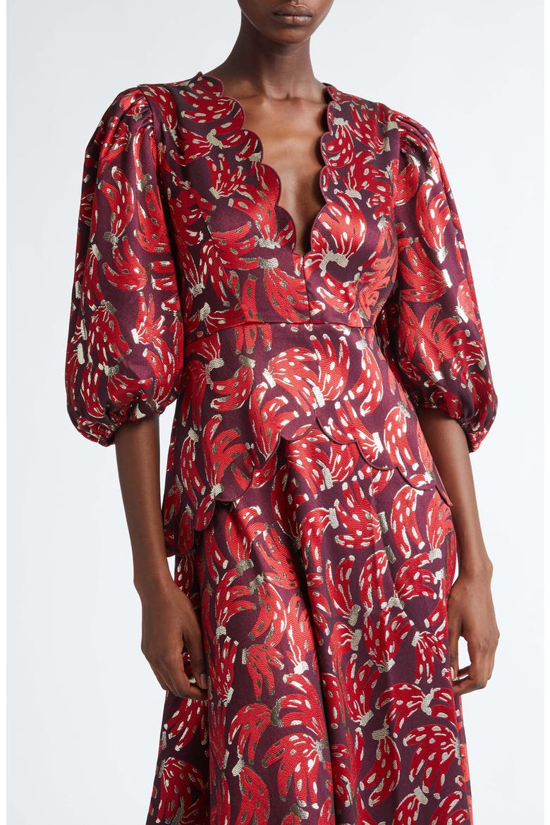 farm rio bossa banana metallic jacquard maxi dress Farm Rio Bossa Banana Metallic Jacquard Maxi Dress In Burgundy Bossa Banana - 75% Off