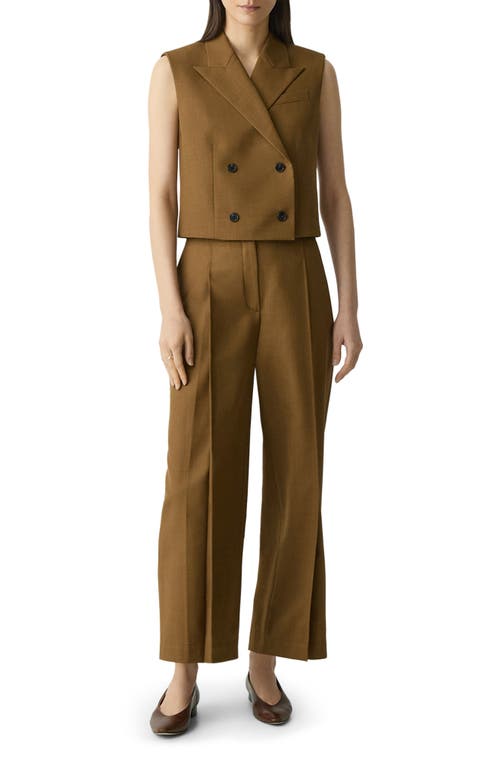 Theory Double Breasted Crop Vest In Brown