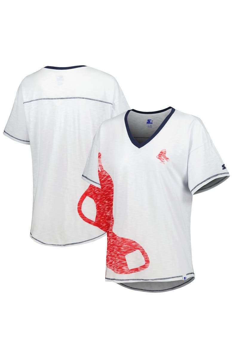 STARTER Women's Starter White Boston Red Sox Perfect Game V-Neck T-Shirt, Main, color, White