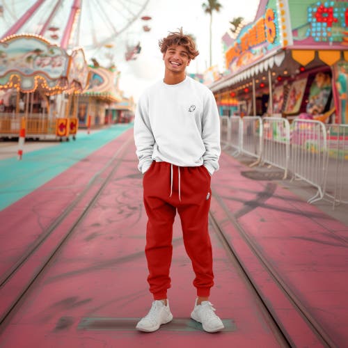 Dalix Mens Ghost Fleece Jogger Sweatpants In Red