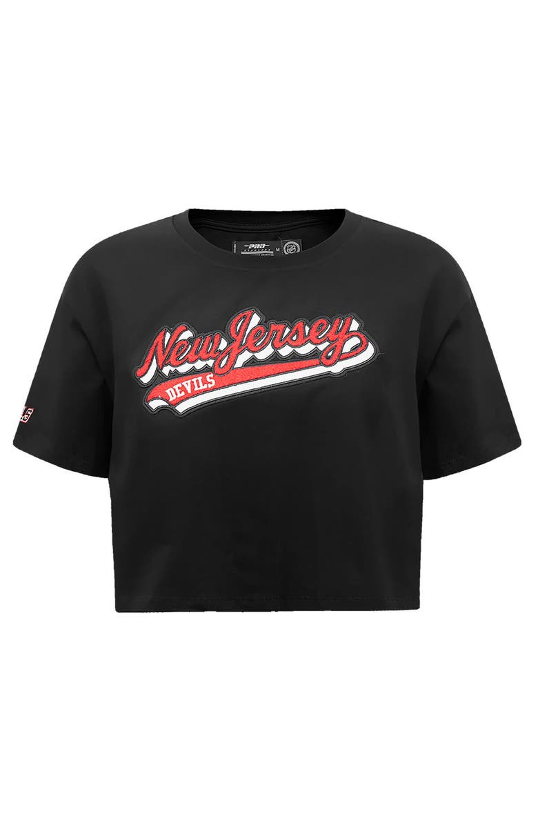 PRO STANDARD Women's Pro Standard Black New Jersey Devils Boxy Script Tail Cropped T-Shirt, Alternate, color, 