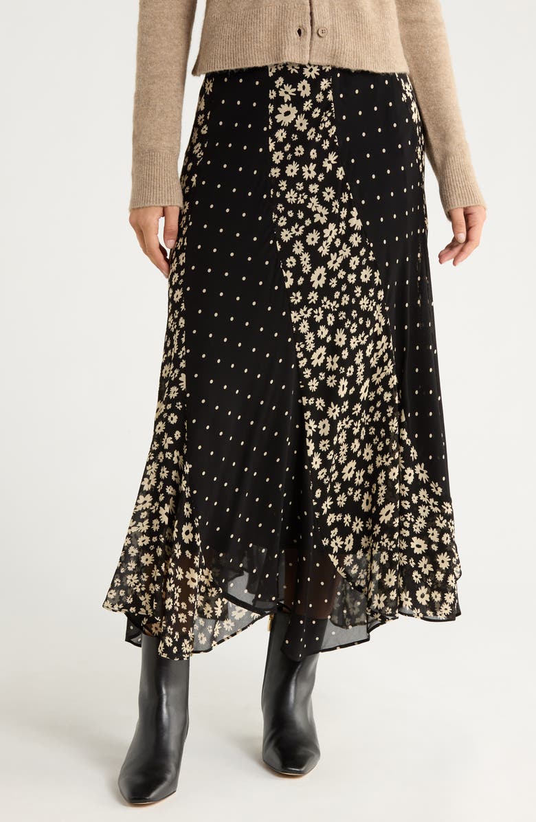 Rails Felina Mixed Print Midi Skirt, Main, color, Daisy Dot Combo