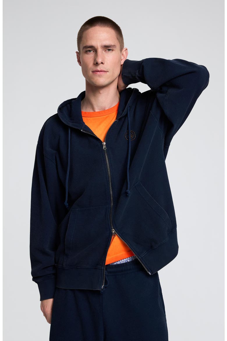 Textured Full Zip Hoodie, Alternate, color, BLUE