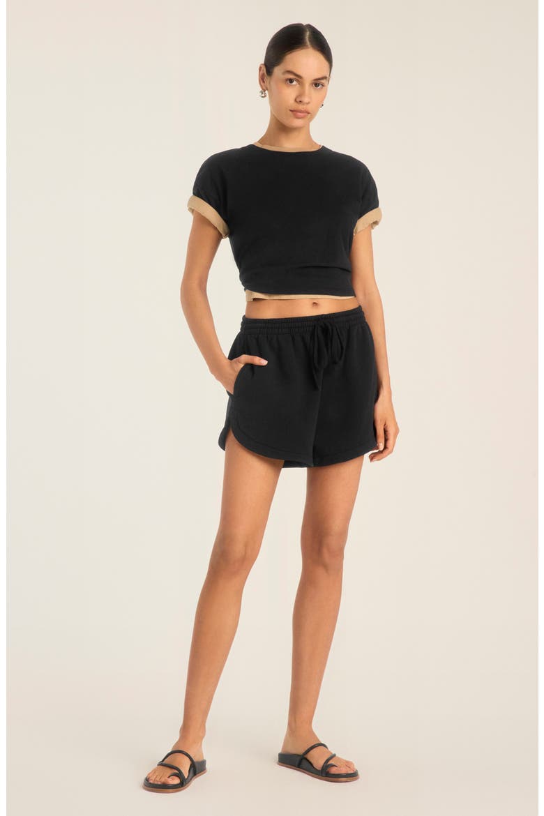 Dawn Cotton Drawstring Shorts, Alternate, color, BLACK