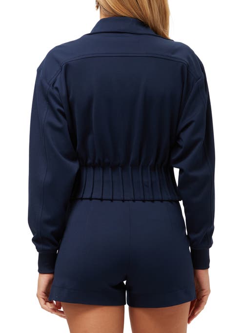 Shop Trina Turk Cinched Waist Ponte Outrun Jacket In Ink