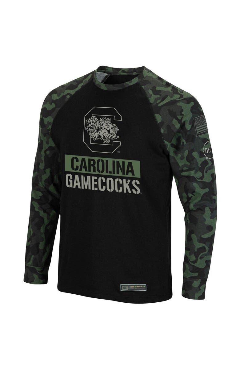 COLOSSEUM Men's Colosseum Black/Camo South Carolina Gamecocks OHT Military Appreciation Big & Tall Raglan Long Sleeve T-Shirt, Alternate, color, 