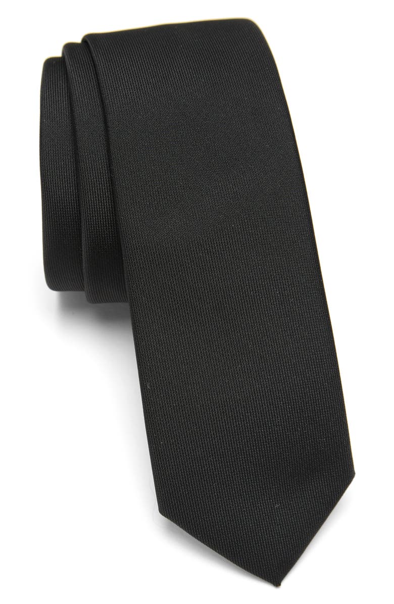 Calvin Klein Liquid Luxe Skinny Tie, Main, color, Black