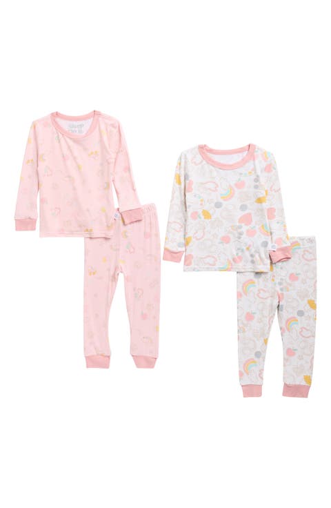 4-Piece Rainbow Print Stretch Viscose Pajama Set (Baby)