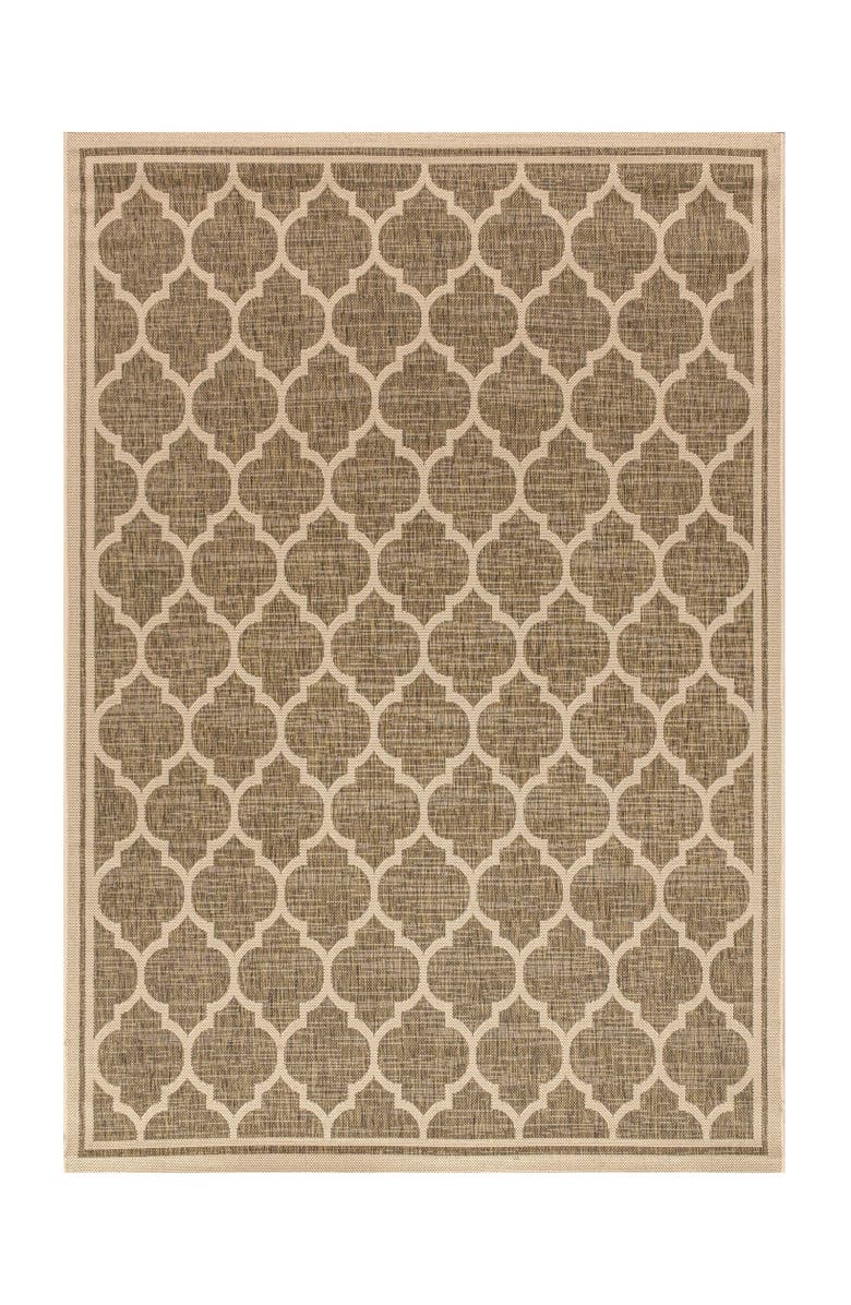 JONATHAN Y Trebol Moroccan Trellis Textured Weave Indoor/Outdoor Area Rug, Alternate, color, Brown/Beige