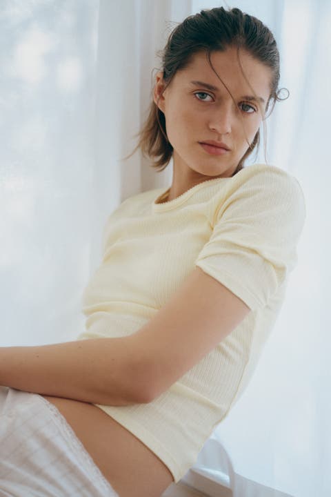 Pointelle jersey t-shirt