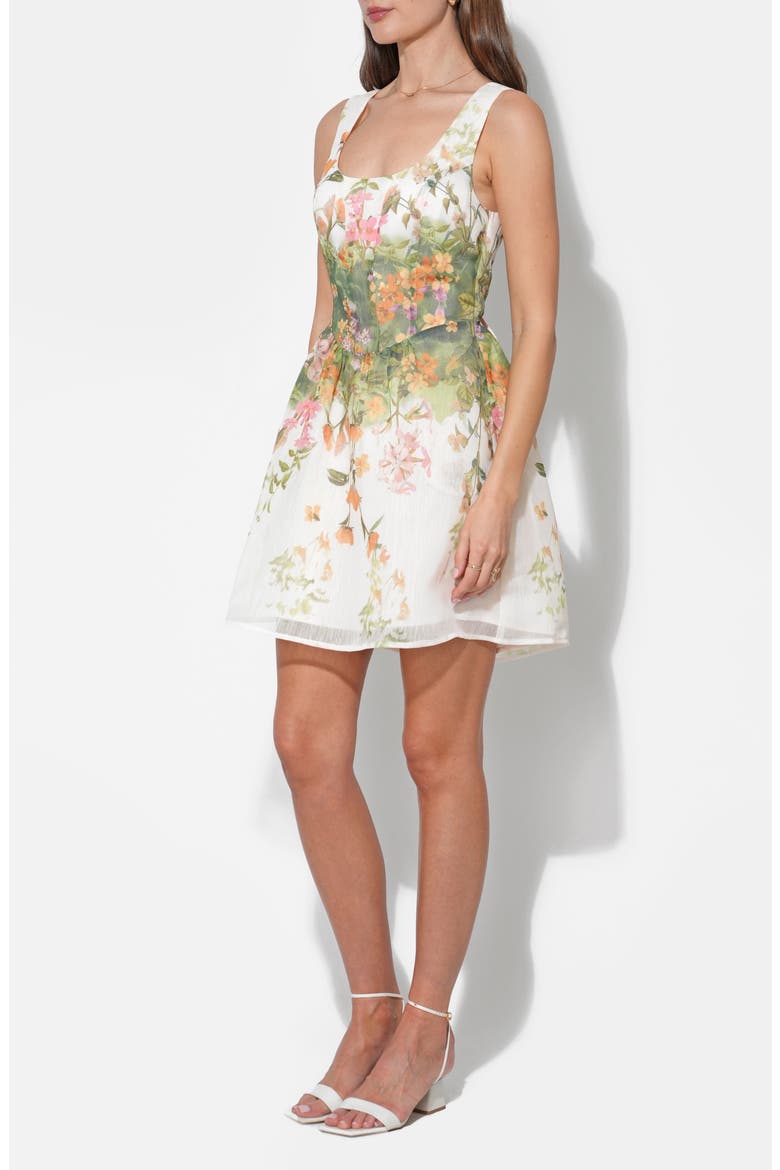 Isla Cutout Tie Back Mini Sundress, Alternate, color, CREAM/ GREEN