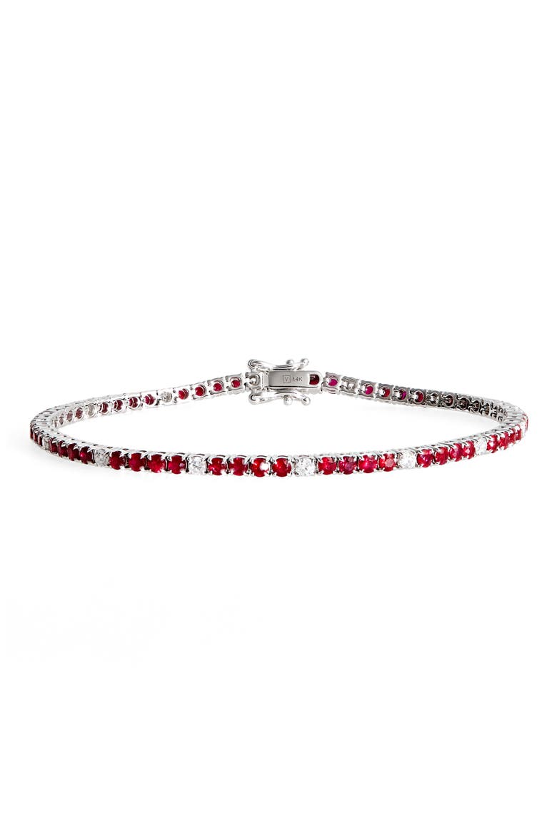 Ruby & Diamond Tennis Bracelet, Main, color, WHITE GOLD/ RUBY/ DIAMOND