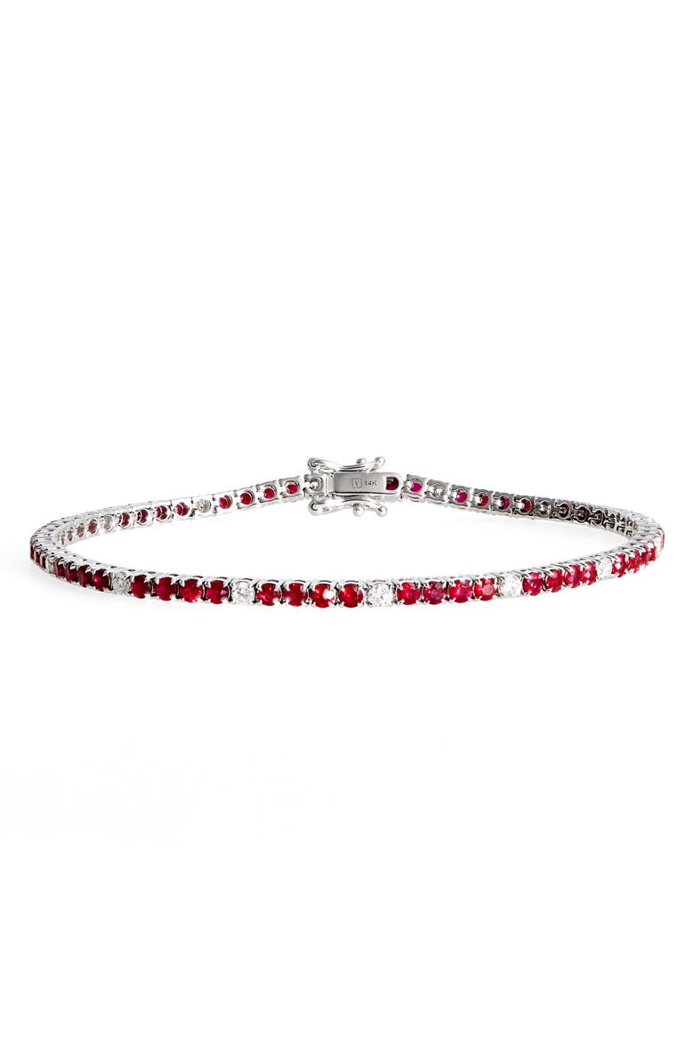 VALANI ATELIER Ruby & Diamond Tennis Bracelet, Main, color, White Gold/ Ruby/ Diamond