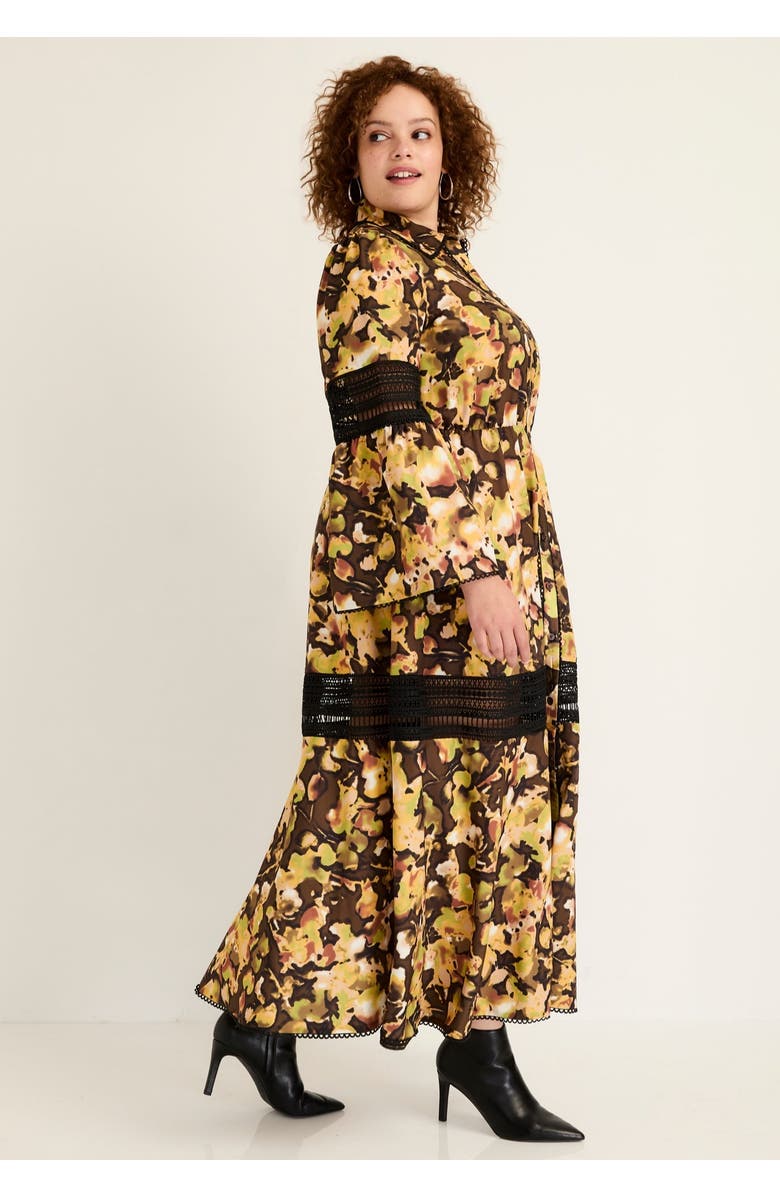 June + Vie Lace-Panelled Midi Shirt Dress, Alternate, color, Watercolor Floral