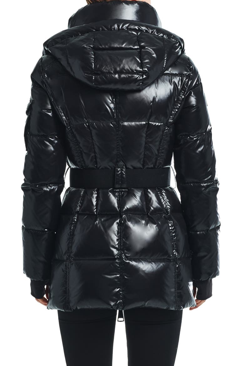 Soho Belted Down Puffer Coat, Alternate, color, JET