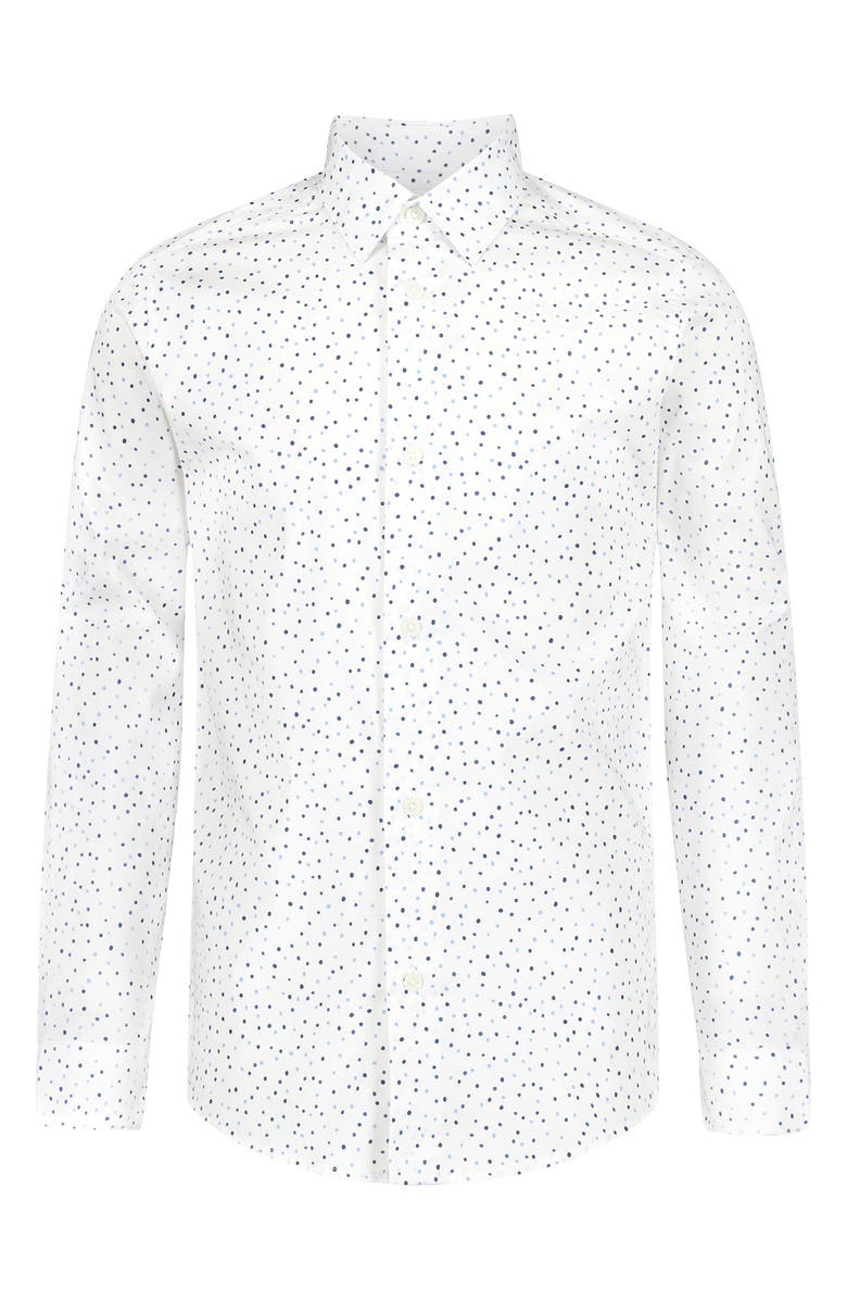 Calvin Klein Kids' Speckled Long Sleeve Button-Up Shirt, Main, color, Blue