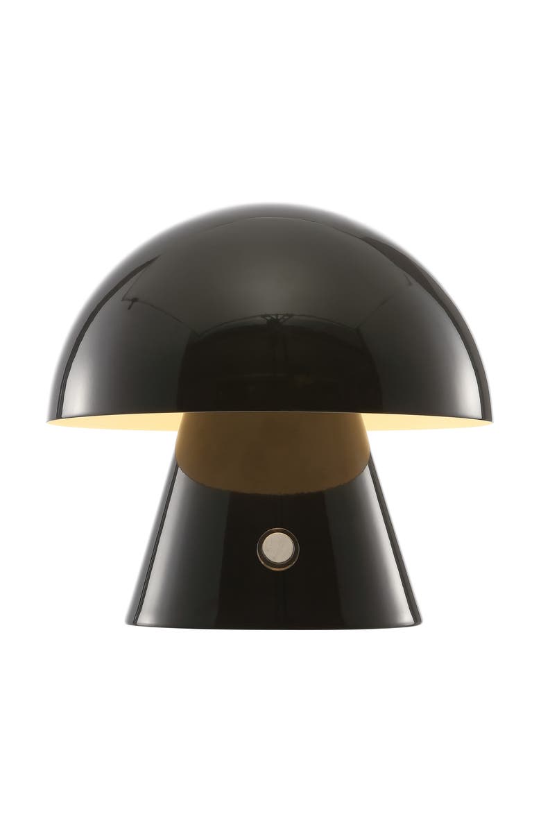 JONATHAN Y Porcini Contemporary Bohemian Rechargeable/Cordless Iron Integrated Portable LED Mushroom Table Lamp, Main, color, Black