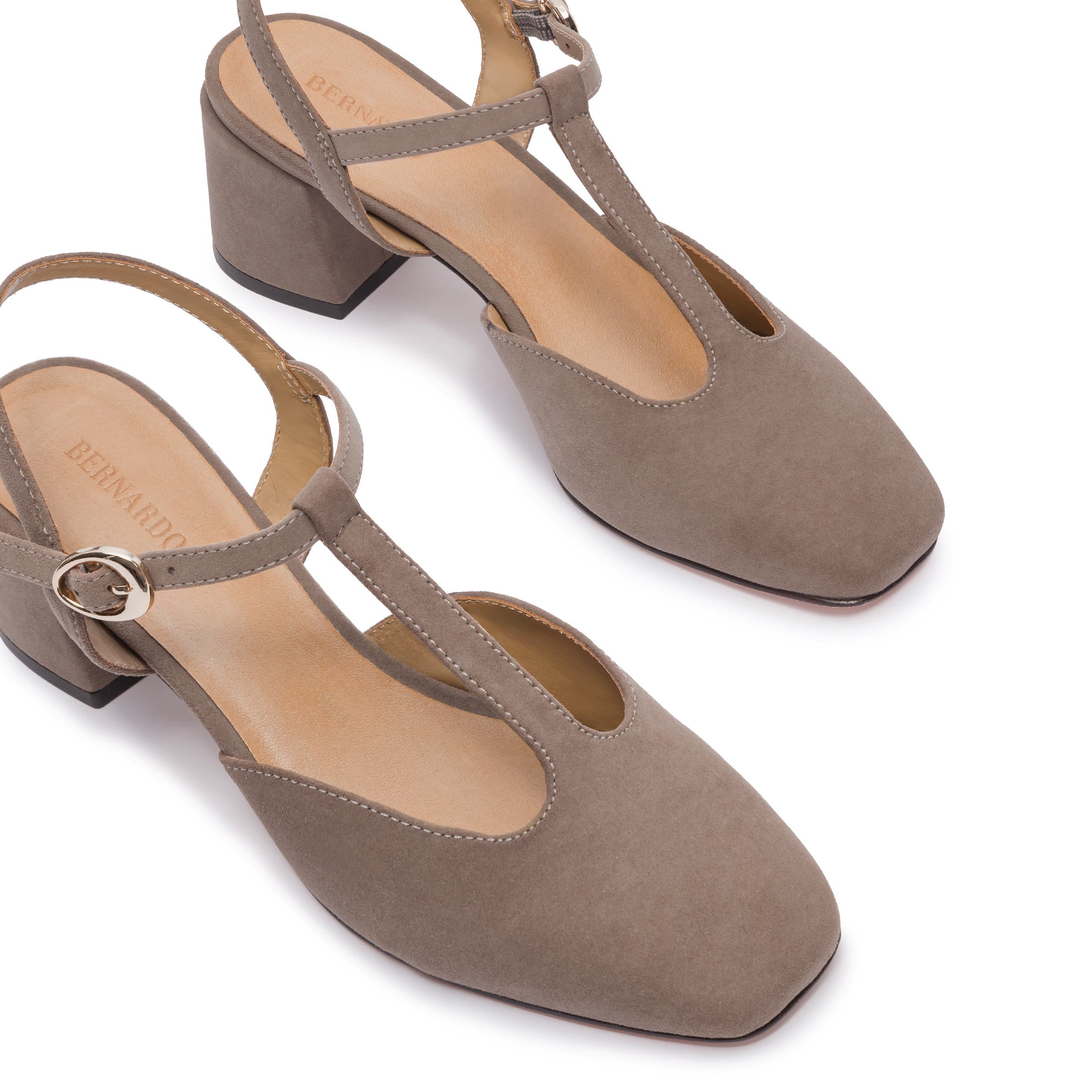 Bernardo Footwear Romi T-Strap Pump, Alternate, color, Walnut Suede