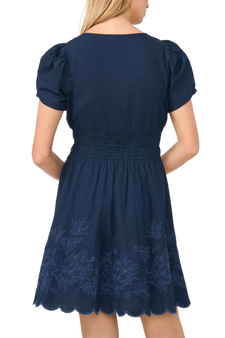Floral Embroidered Puff Sleeve Dress, Alternate, color, CLASSIC NAVY