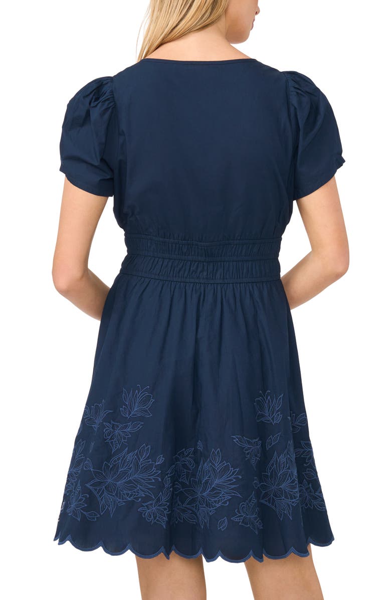 Halogen<sup>®</sup> Floral Embroidered Puff Sleeve Dress, Alternate, color, Classic Navy