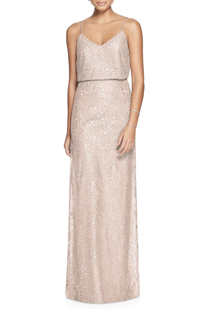 Metallic Lace Two-Piece Gown, Main, color, CAMEO