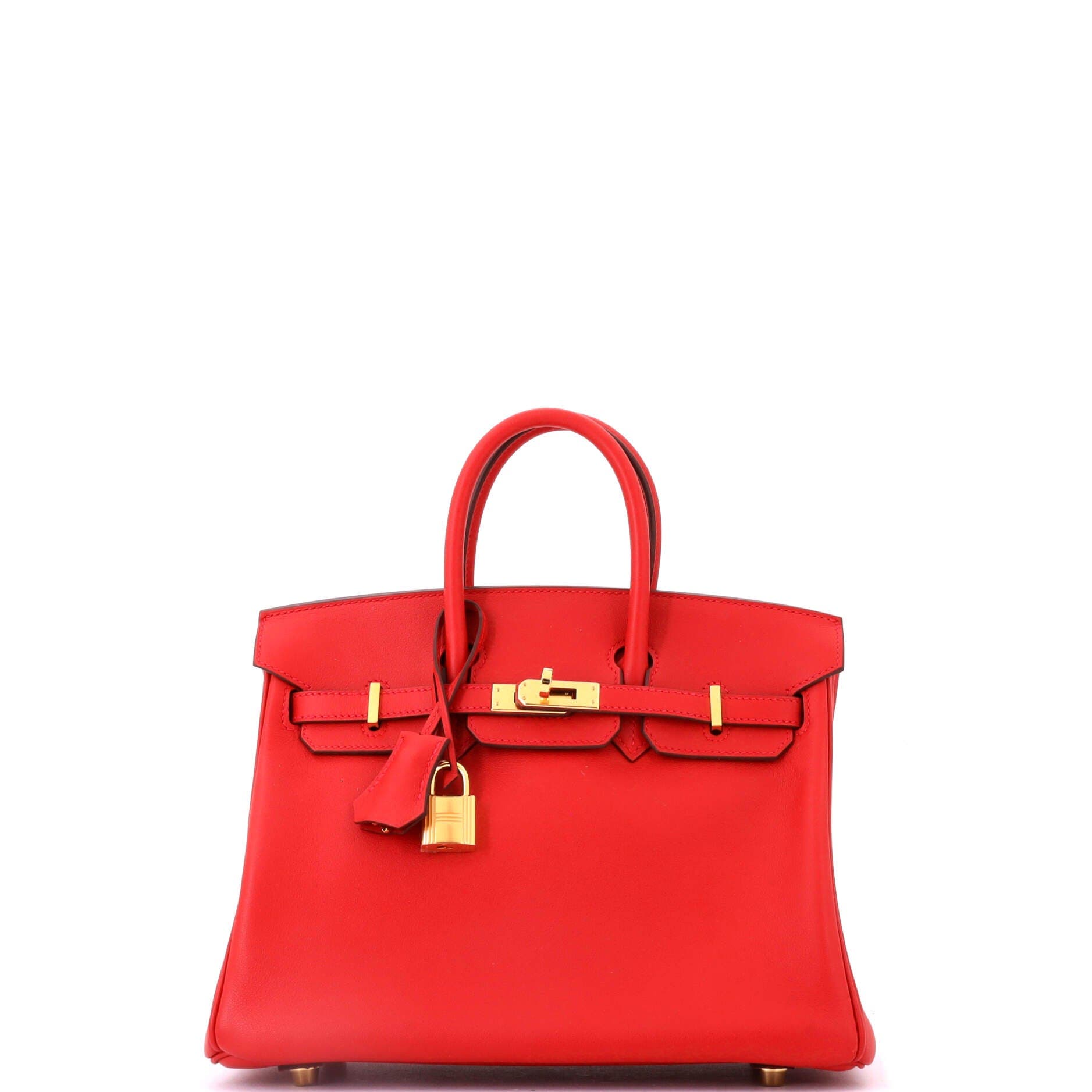 Pre-Owned Hermes Birkin Handbag Red Swift with Gold Hardware 25, Main, color, Rouge Casaque