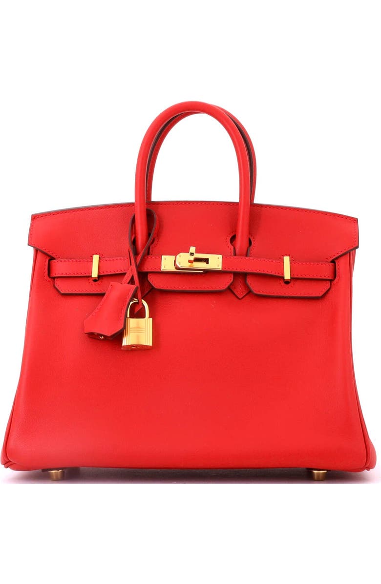 Pre-Owned Hermes Birkin Handbag Red Swift with Gold Hardware 25, Main, color, Rouge Casaque
