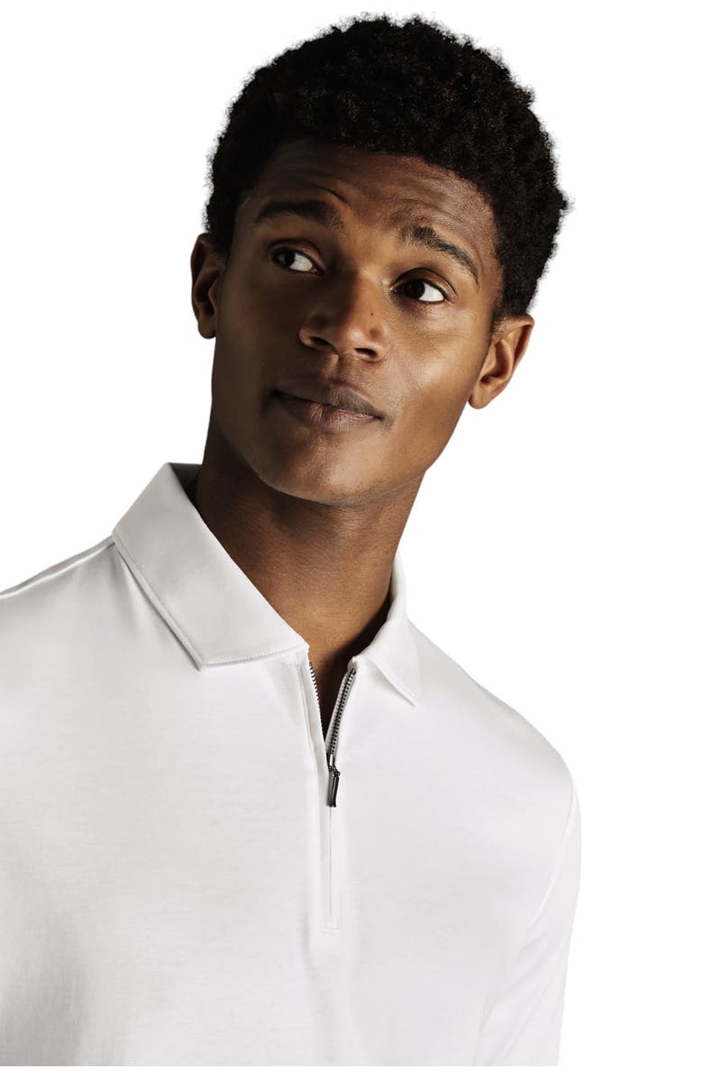 Charles Tyrwhitt Plain Short Sleeve Zip Jersey Polo, Alternate, color, White