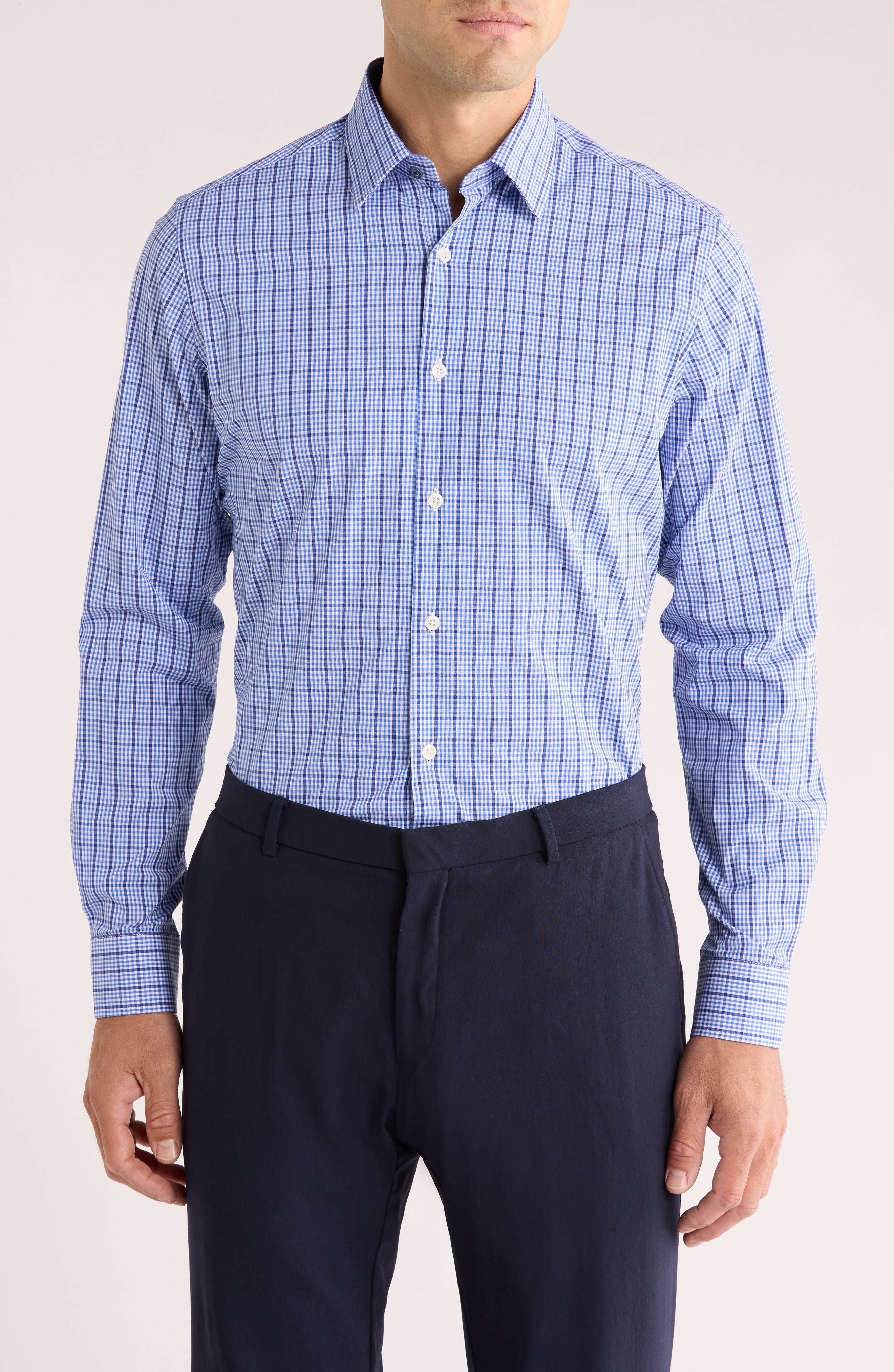 Duchamp Tailored Fit Check Print Dress Shirt