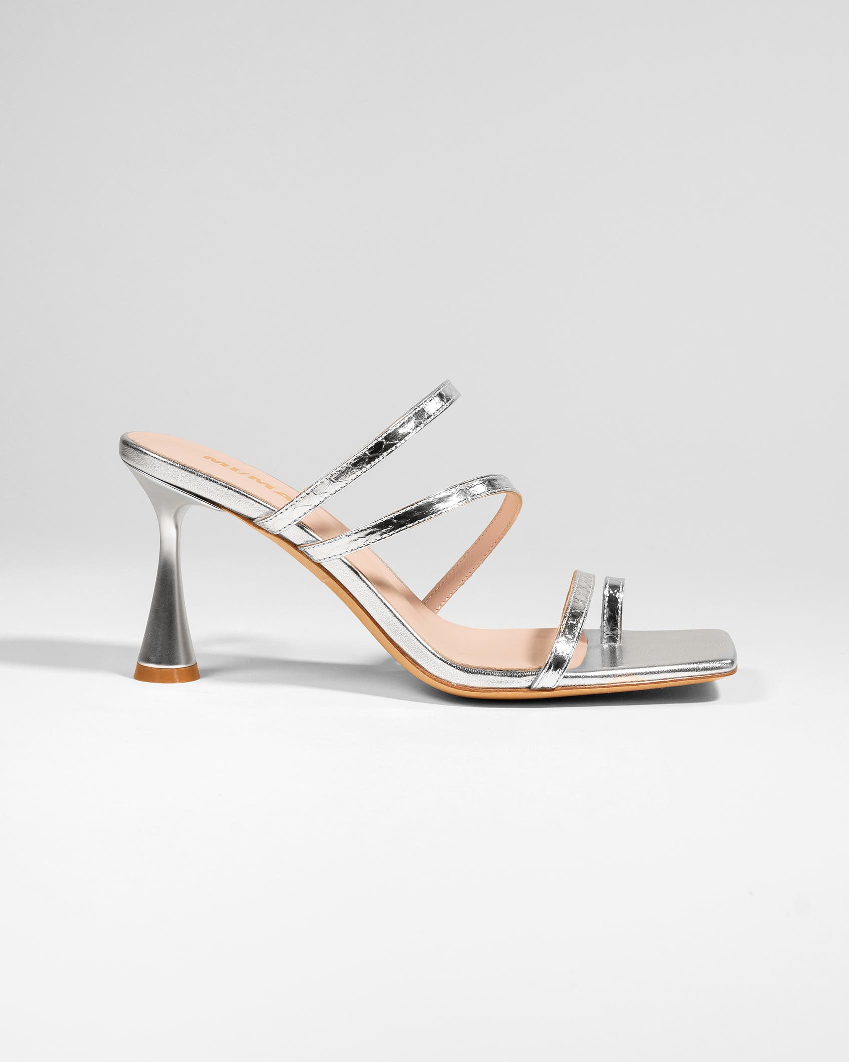 Sorento Square Toe  Leather Sandal, Main, color, Silver