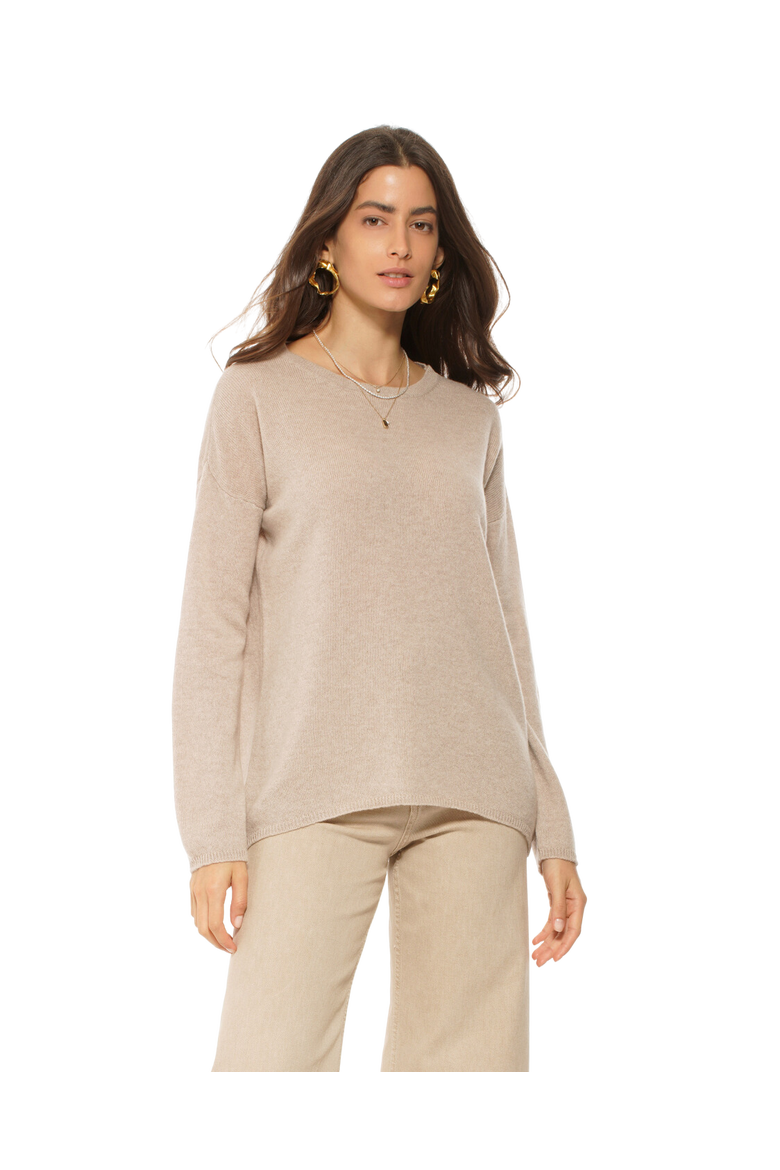 Lightweight Oversized Pure Cashmere Boatneck Sweater, Main, color, Beige