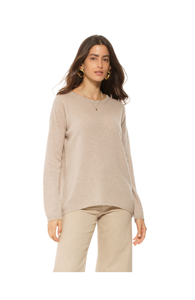 Monticelli Cashmere Lightweight Oversized Pure Cashmere Boatneck Sweater, Main, color, Beige