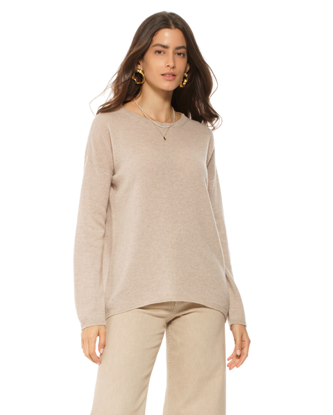 Lightweight Oversized Pure Cashmere Boatneck Sweater