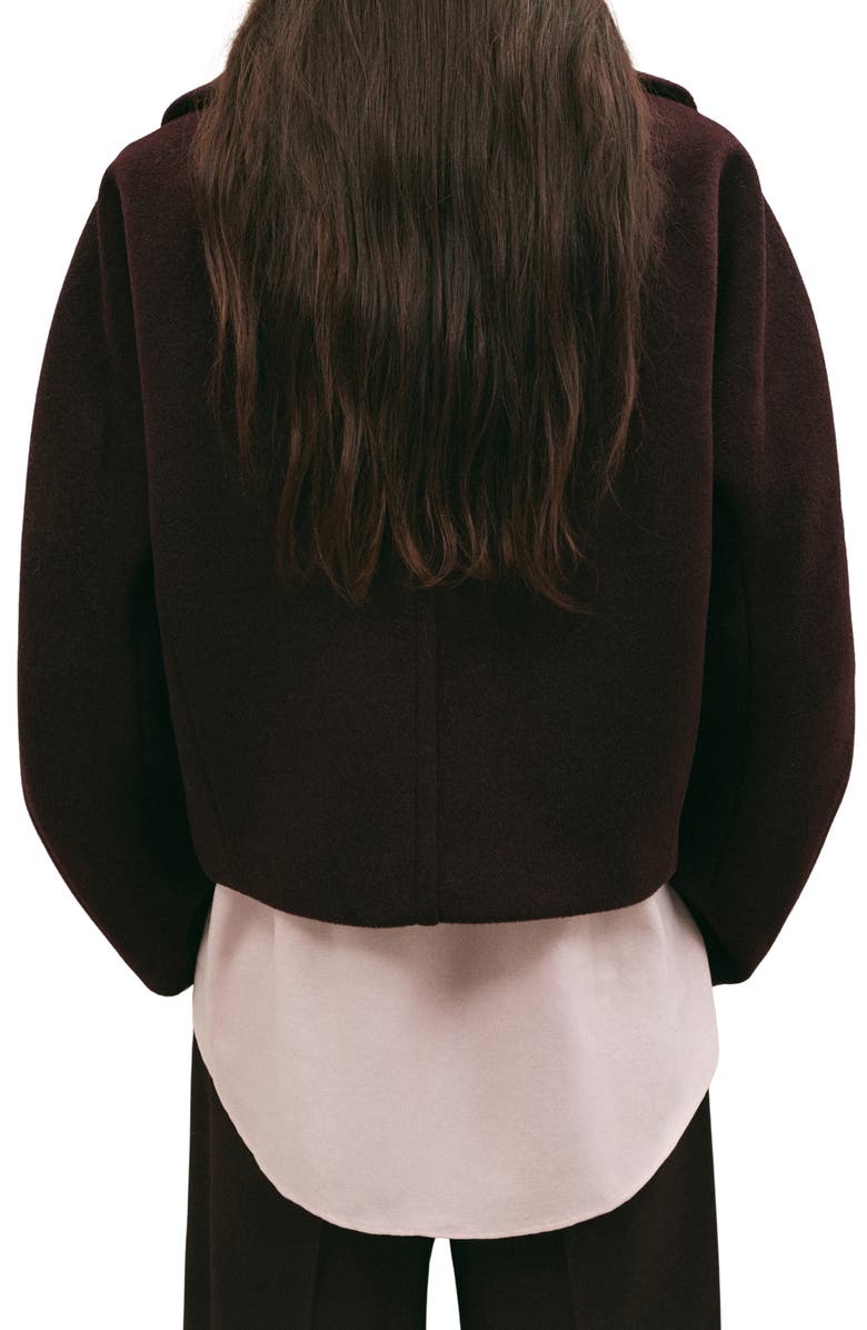 MANGO Wool Blend Crop Jacket, Alternate, color, Maroon