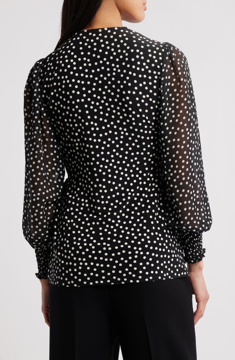 Anne Klein Polka Dot Wrap Top, Alternate, color, 