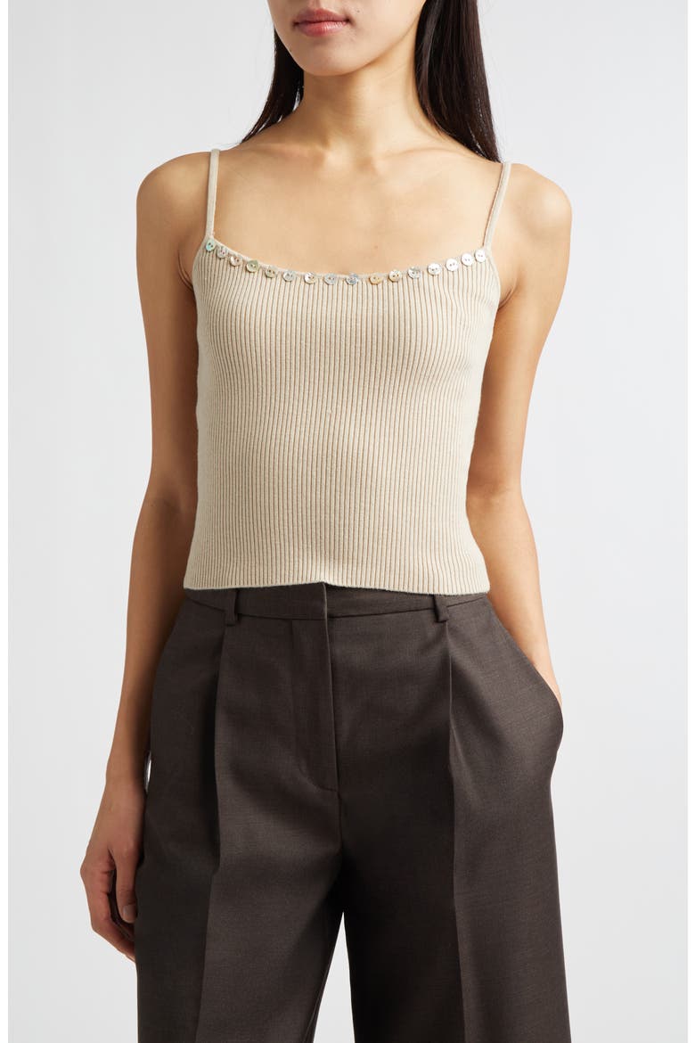 Soleil Wool & Cotton Rib Sweater Tank, Main, color, FAWN