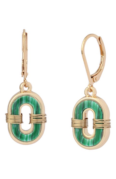 Reconstituted Malachite Drop Earrings