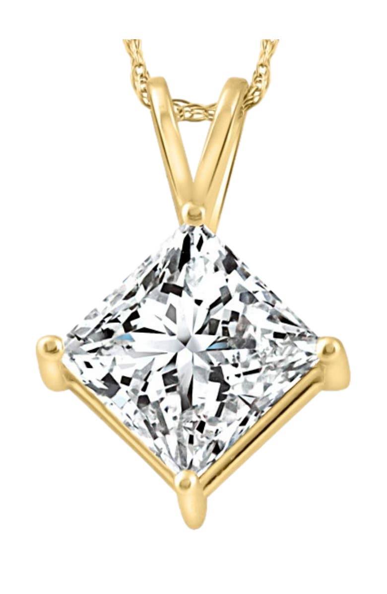 Bliss Diamond 3Ct Certified Princess Cut Diamond Pendant 14k Gold Lab Grown, Main, color, 