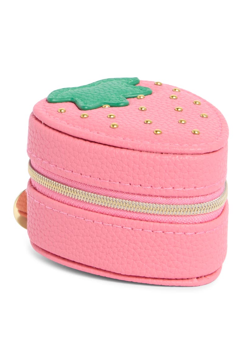 Studded Strawberry Jewelry Box, Main, color, PINK- GOLD