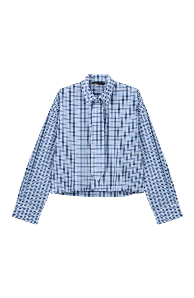 maje Rhinestone shirt with removable tie, Alternate, color, Blue Check Print