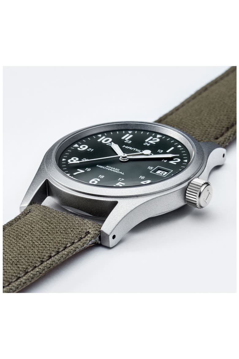 Khaki Field Canvas Strap Watch, 38mm, Alternate, color, GREEN/ SILVER
