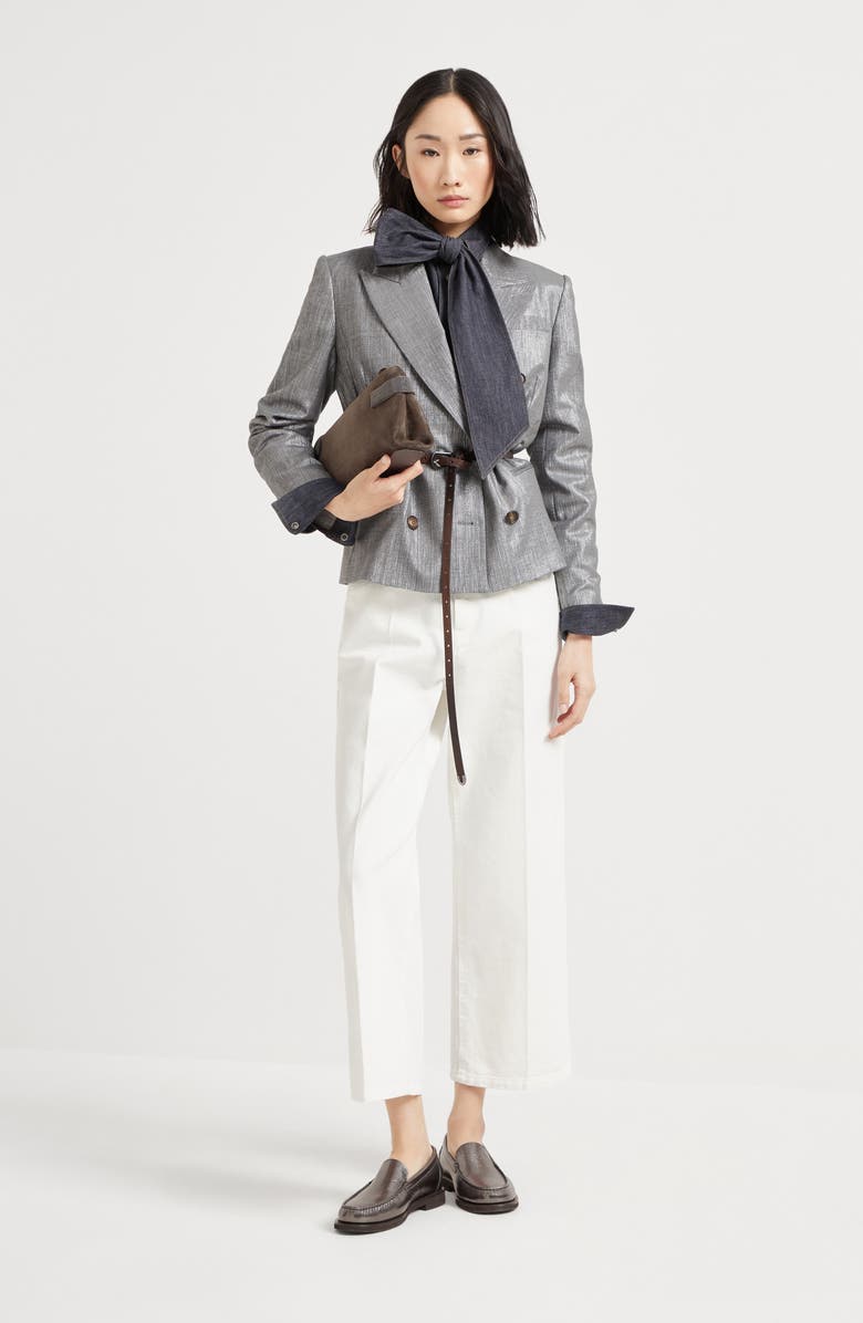 Brunello Cucinelli Sparkling twill blazer, Alternate, color, Silver