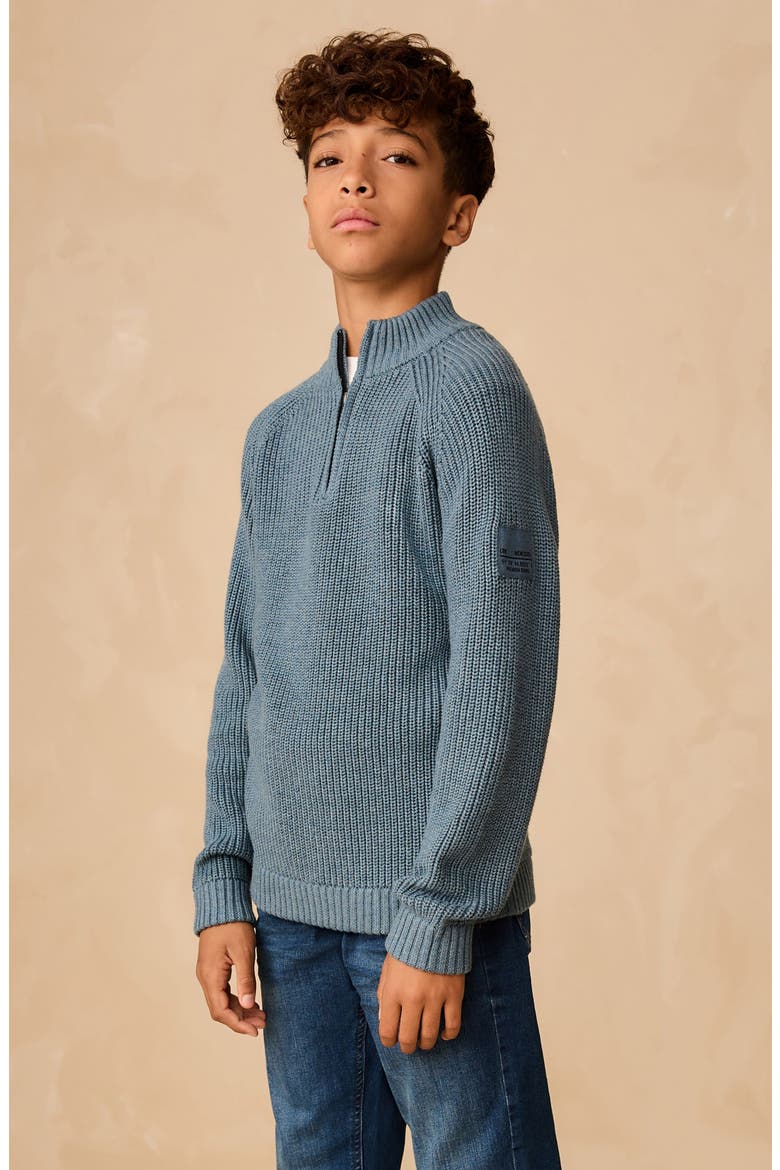 Kids' Quarter Zip Sweater, Alternate, color, BLUE