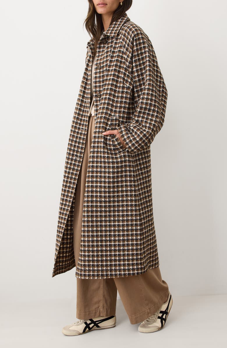 Marine Layer Hayes Houndstooth Trench Coat, Main, color, Neutral Herringbone