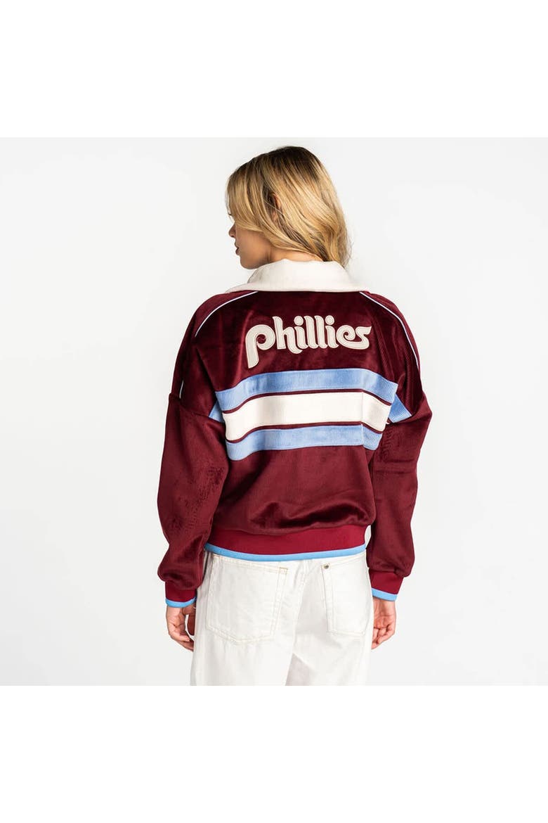 Women's The Wild Collective  Burgundy Philadelphia Phillies Velvet Cord Full-Zip Jacket, Alternate, color, Burgundy