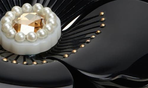 Alexandre De Paris Faux Pearl Flower Barrette In Black