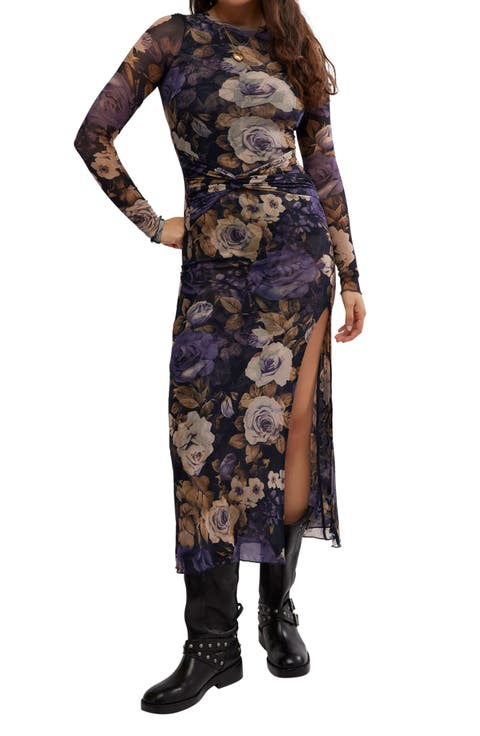 Gianni Long Sleeve Stretch Mesh Body-Con Dress