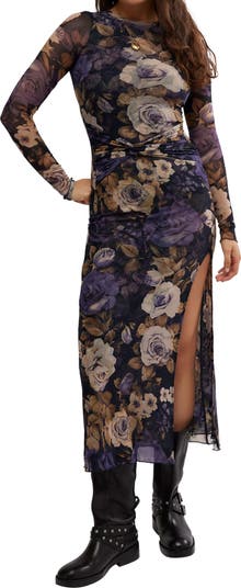 Gianni Long Sleeve Stretch Mesh Body-Con Dress