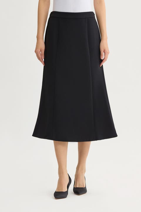 A-Line Stretch Deco Crepe Maxi Skirt