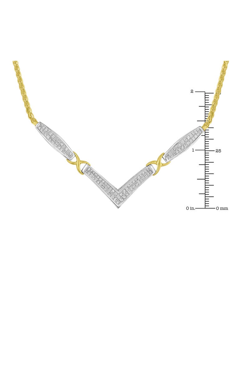 14K Gold 2.0 Ctw Diamond Flared and X-Station V Shaped Franco Chain Necklace, Alternate, color, Yellow